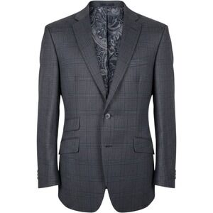 Jos. A. Bank Sport Coat Mens 40L Grey Windowpane 100% Wool 1905 Washington